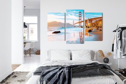 Obraz Wieloczęściowy Most Golden Gate w San Francisco – ikoniczna panorama miejska do wnętrz nowoczesnych, industrialnych i loftowych – widok 6