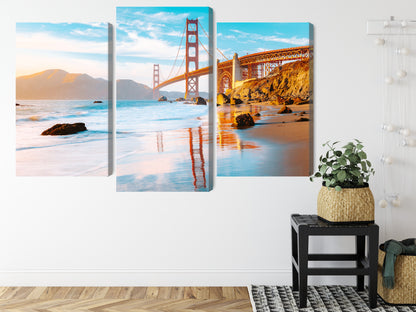 Obraz Wieloczęściowy Most Golden Gate w San Francisco – ikoniczna panorama miejska do wnętrz nowoczesnych, industrialnych i loftowych – widok 7