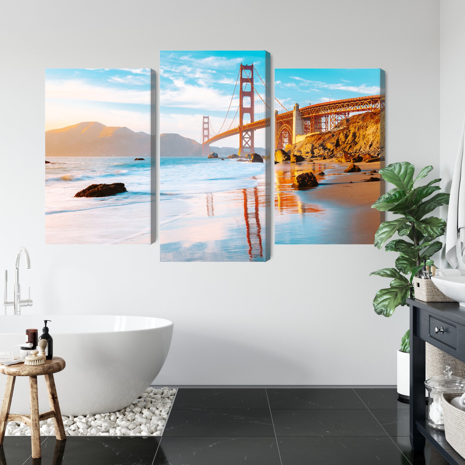 Obraz Wieloczęściowy Most Golden Gate w San Francisco – ikoniczna panorama miejska do wnętrz nowoczesnych, industrialnych i loftowych – widok 4