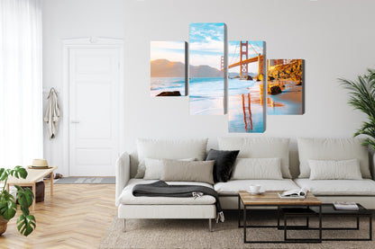Obraz Wieloczęściowy Most Golden Gate San Francisco – ikoniczna panorama do wnętrz nowoczesnych, industrialnych i urbanistycznych – widok 5