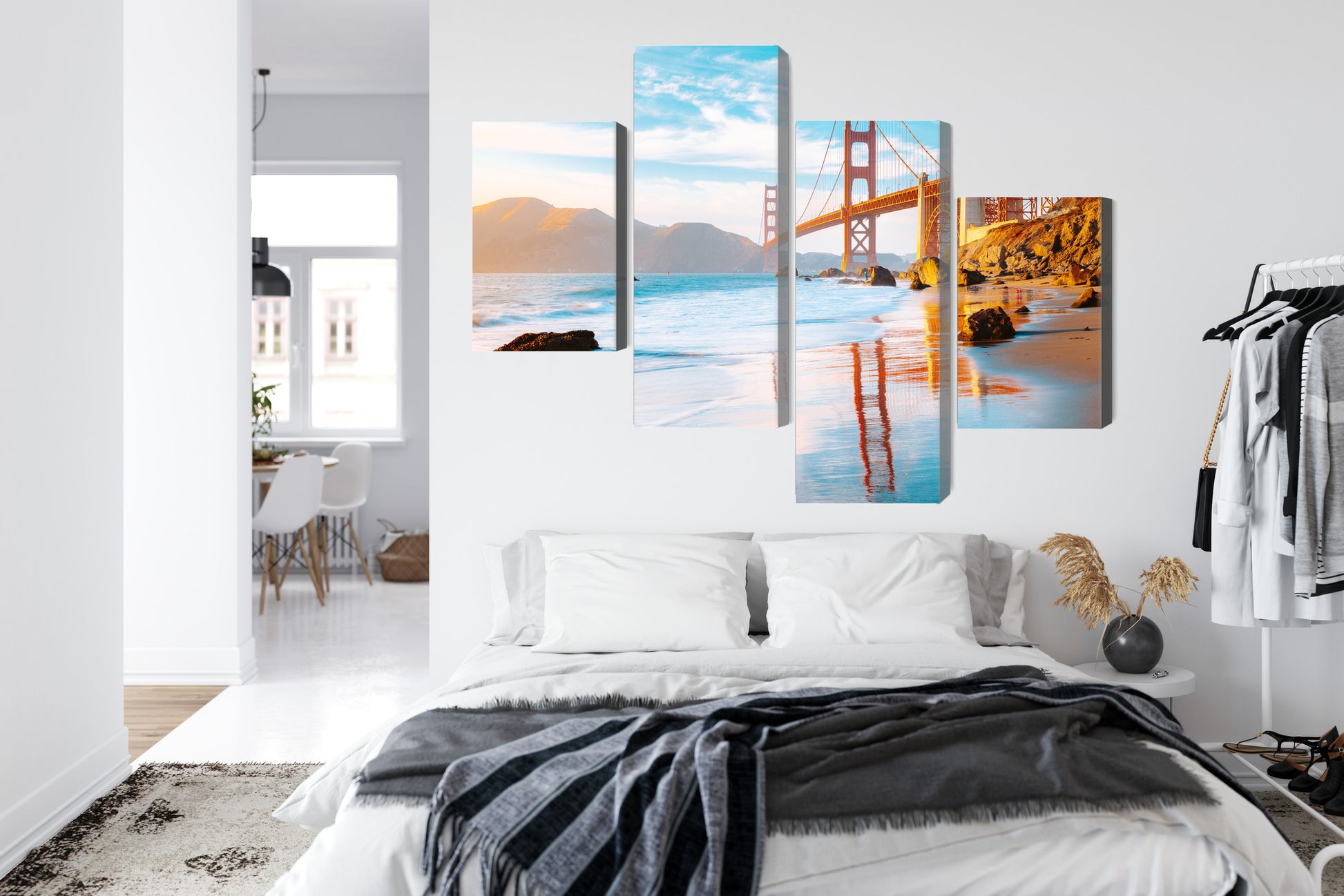 Obraz Wieloczęściowy Most Golden Gate San Francisco – ikoniczna panorama do wnętrz nowoczesnych, industrialnych i urbanistycznych – widok 6
