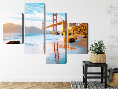 Obraz Wieloczęściowy Most Golden Gate San Francisco – ikoniczna panorama do wnętrz nowoczesnych, industrialnych i urbanistycznych – widok 7