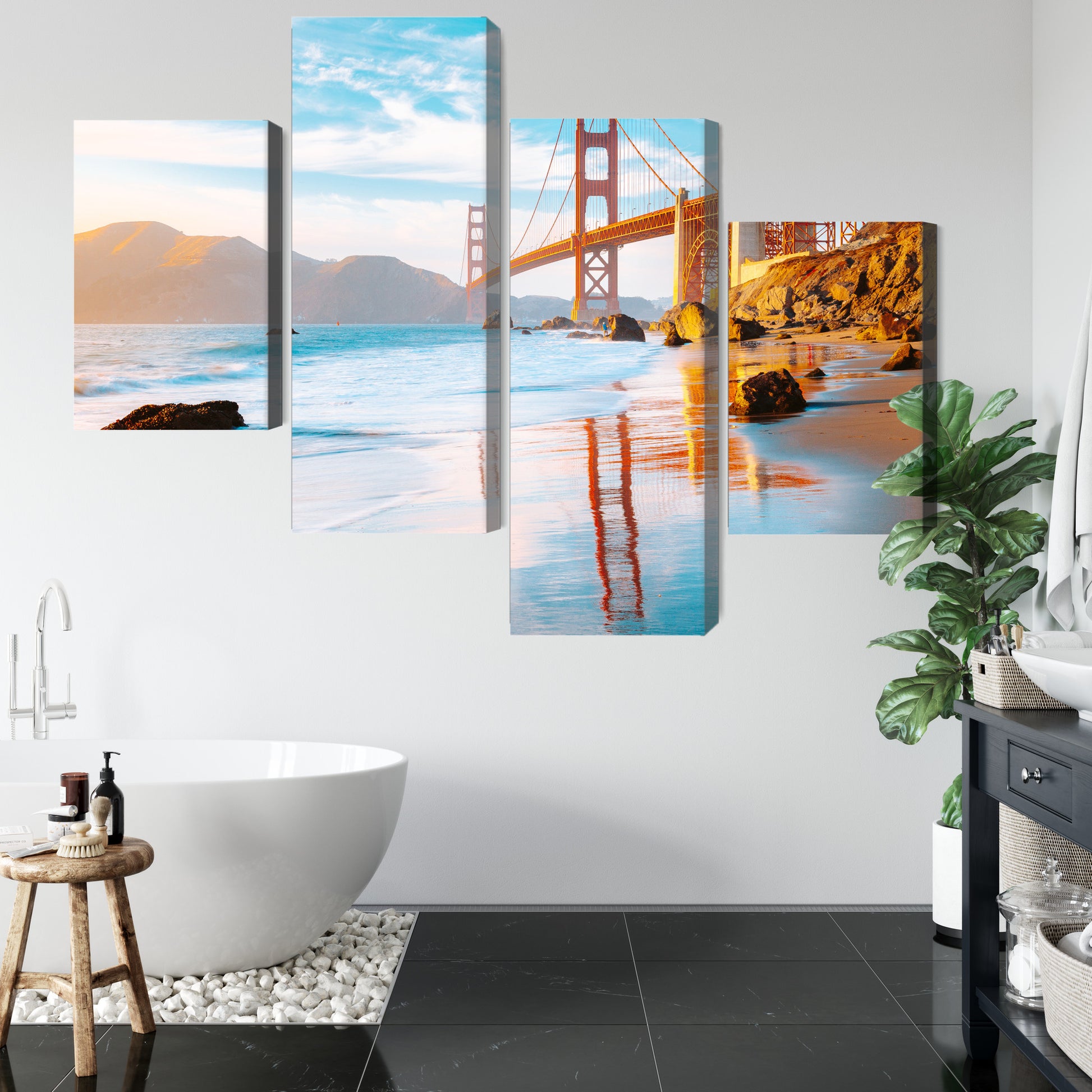 Obraz Wieloczęściowy Most Golden Gate San Francisco – ikoniczna panorama do wnętrz nowoczesnych, industrialnych i urbanistycznych – widok 4