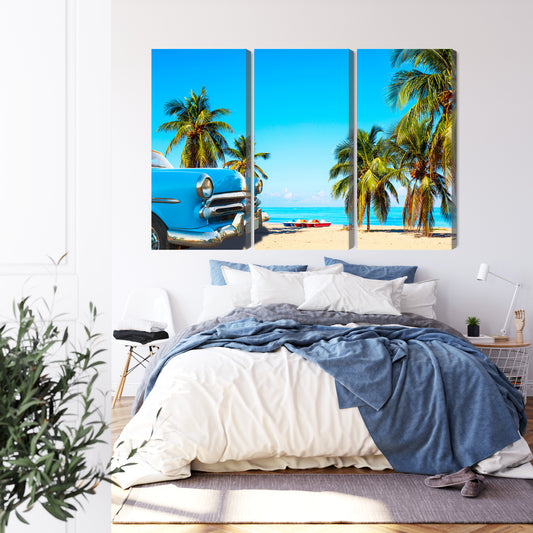 Obraz Wieloczęściowy Varadero Beach Kuba – tropikalna nostalgia do wnętrz Coastal, Retro i Eklektycznych – widok 2
