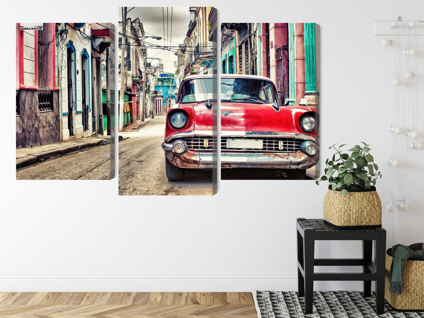 Obraz Wieloczęściowy Czerwony Chevrolet Retro – dynamika i nostalgia do wnętrz loftowych, vintage i nowoczesnych – widok 7