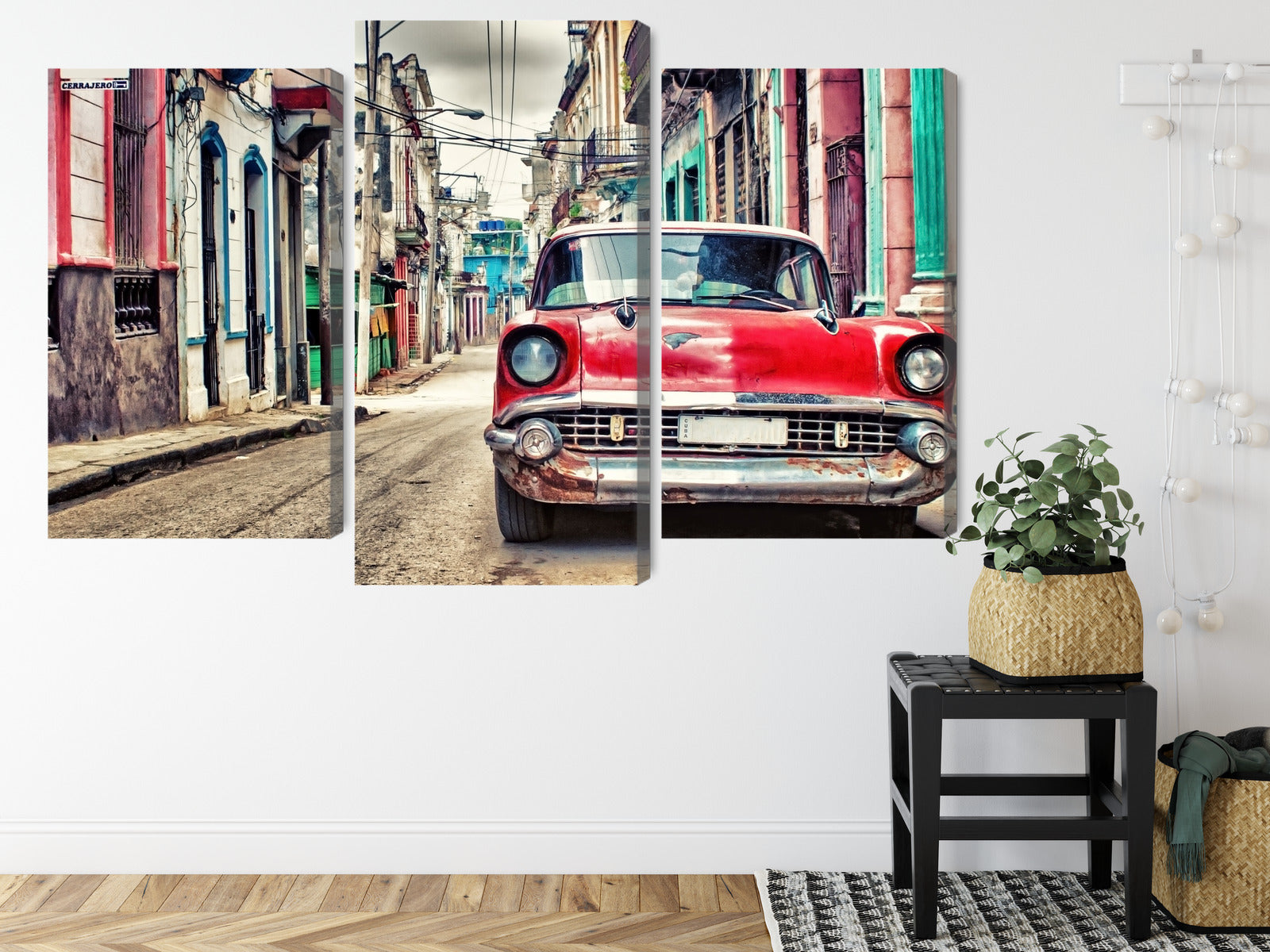 Obraz Wieloczęściowy Czerwony Chevrolet Retro – dynamika i nostalgia do wnętrz loftowych, vintage i nowoczesnych – widok 7