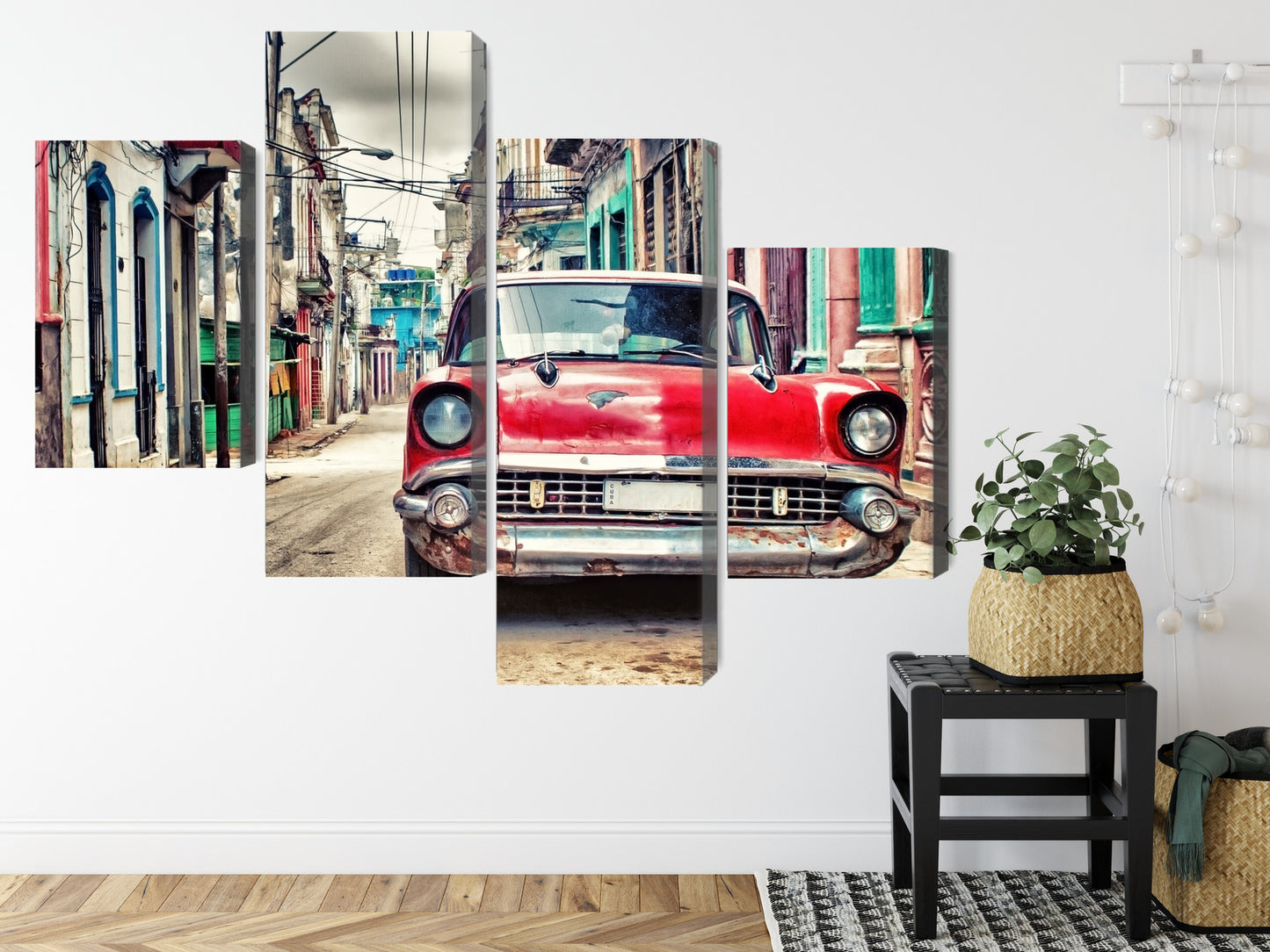 Obraz Wieloczęściowy Czerwony Chevrolet Retro – ikona motoryzacji do wnętrz industrialnych i loftowych – widok 7