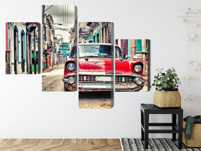 Obraz Wieloczęściowy Czerwony Chevrolet Retro – ikona motoryzacji do wnętrz industrialnych i loftowych – widok 7