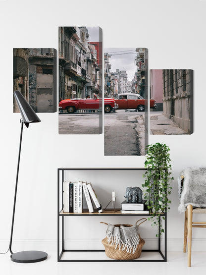 Obraz Wieloczęściowy Auta Retro na Kubie – energetyczna kompozycja do wnętrz vintage i loft – widok 8