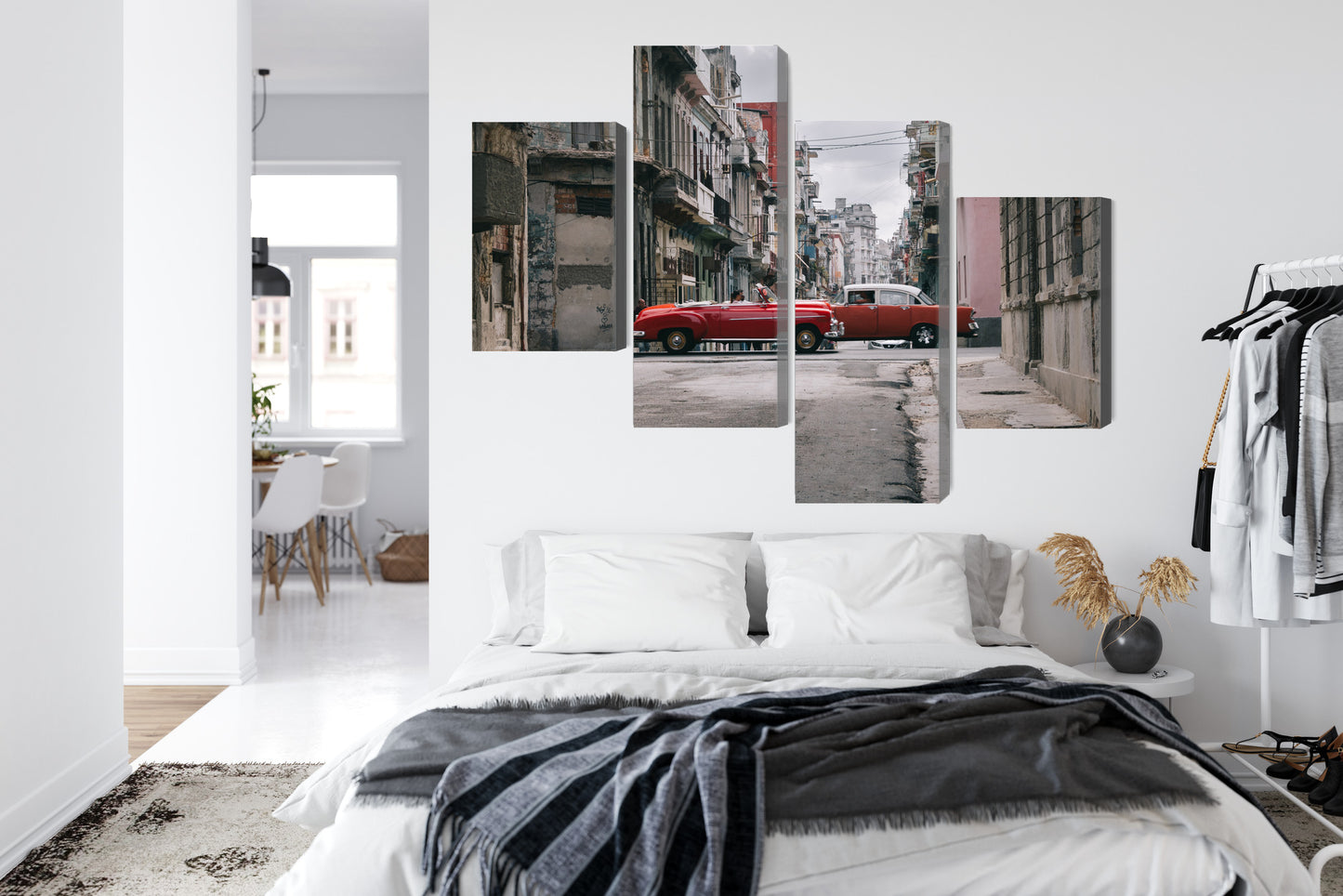 Obraz Wieloczęściowy Auta Retro na Kubie – energetyczna kompozycja do wnętrz vintage i loft – widok 6