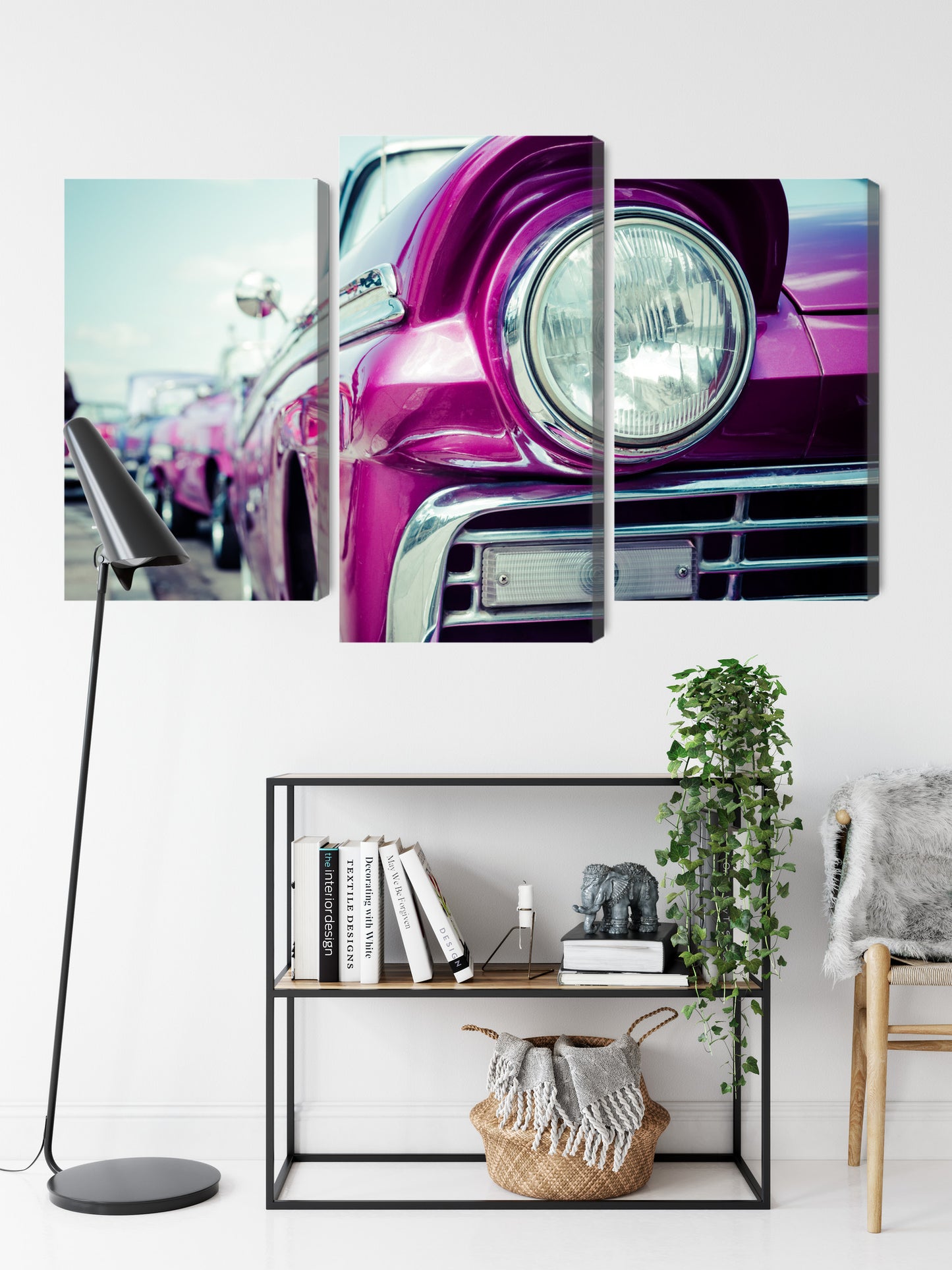 Obraz Wieloczęściowy Retro Reflektor Samochodu – klimat vintage do wnętrz loftowych i eklektycznych – widok 8