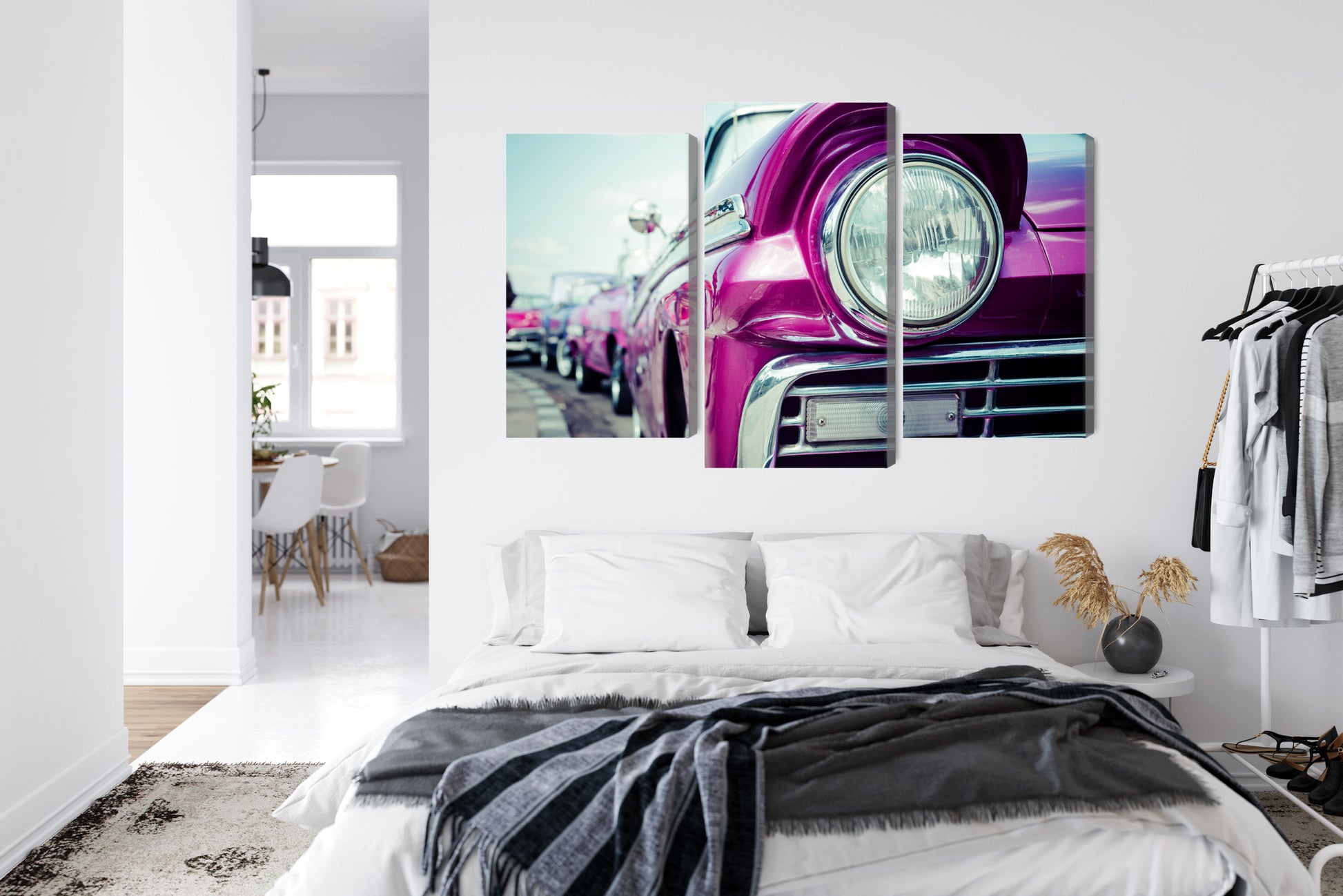Obraz Wieloczęściowy Retro Reflektor Samochodu – klimat vintage do wnętrz loftowych i eklektycznych – widok 6