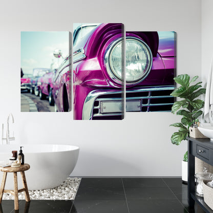 Obraz Wieloczęściowy Retro Reflektor Samochodu – klimat vintage do wnętrz loftowych i eklektycznych – widok 4