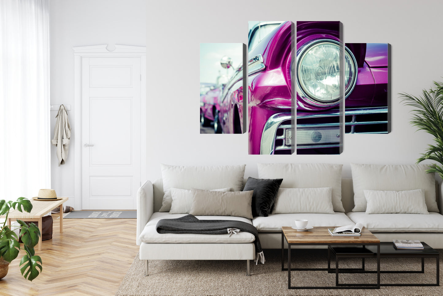 Obraz Wieloczęściowy Reflektor Retro Kuba – motoryzacyjna nostalgia do wnętrz vintage, industrialnych i kolonialnych – widok 5