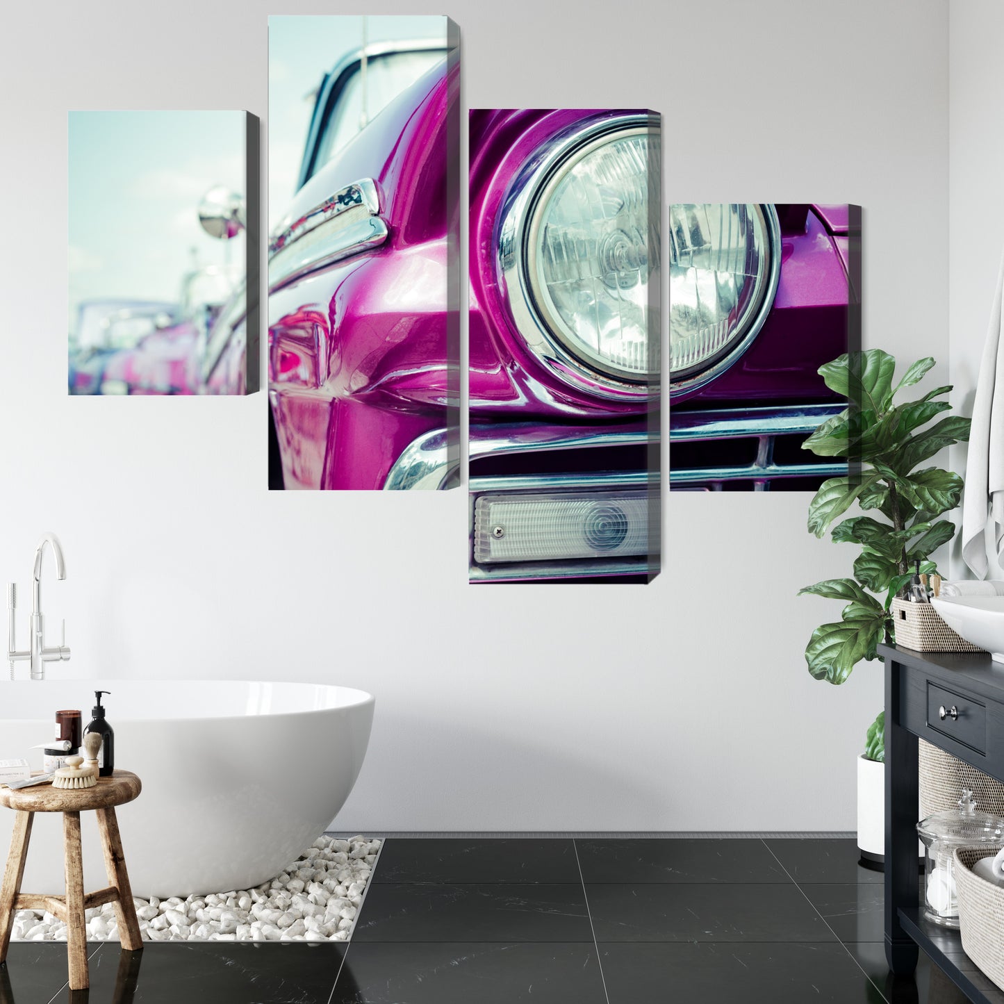 Obraz Wieloczęściowy Reflektor Retro z Kuby – nostalgiczna podróż do wnętrz industrialnych i vintage – widok 4