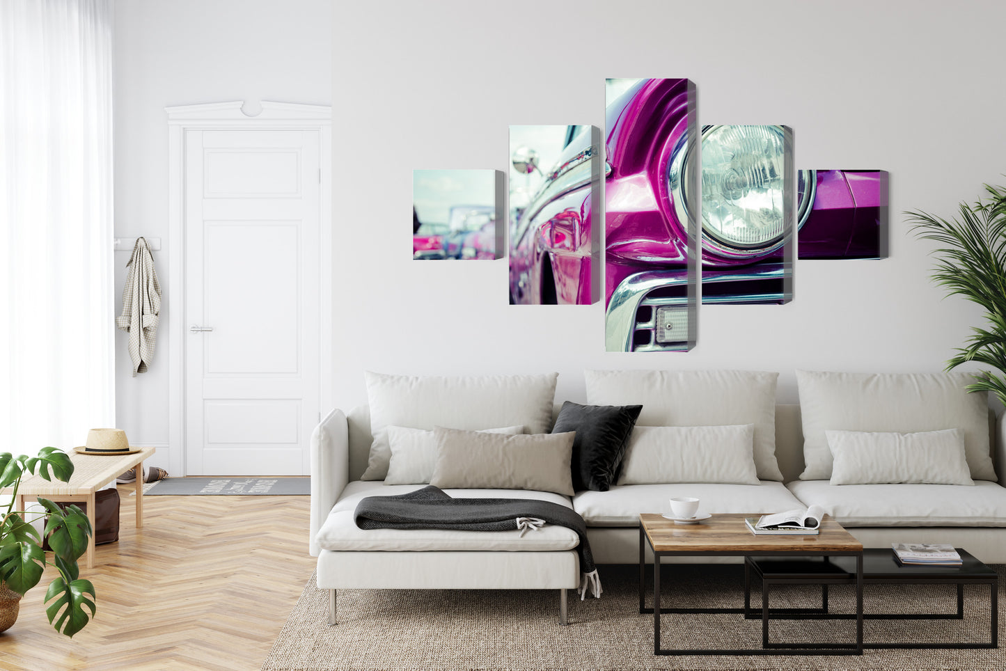 Obraz Wieloczęściowy Reflektor Retro Samochodu z Kuby – industrialny klimat do wnętrz loftowych, vintage i męskich – widok 5