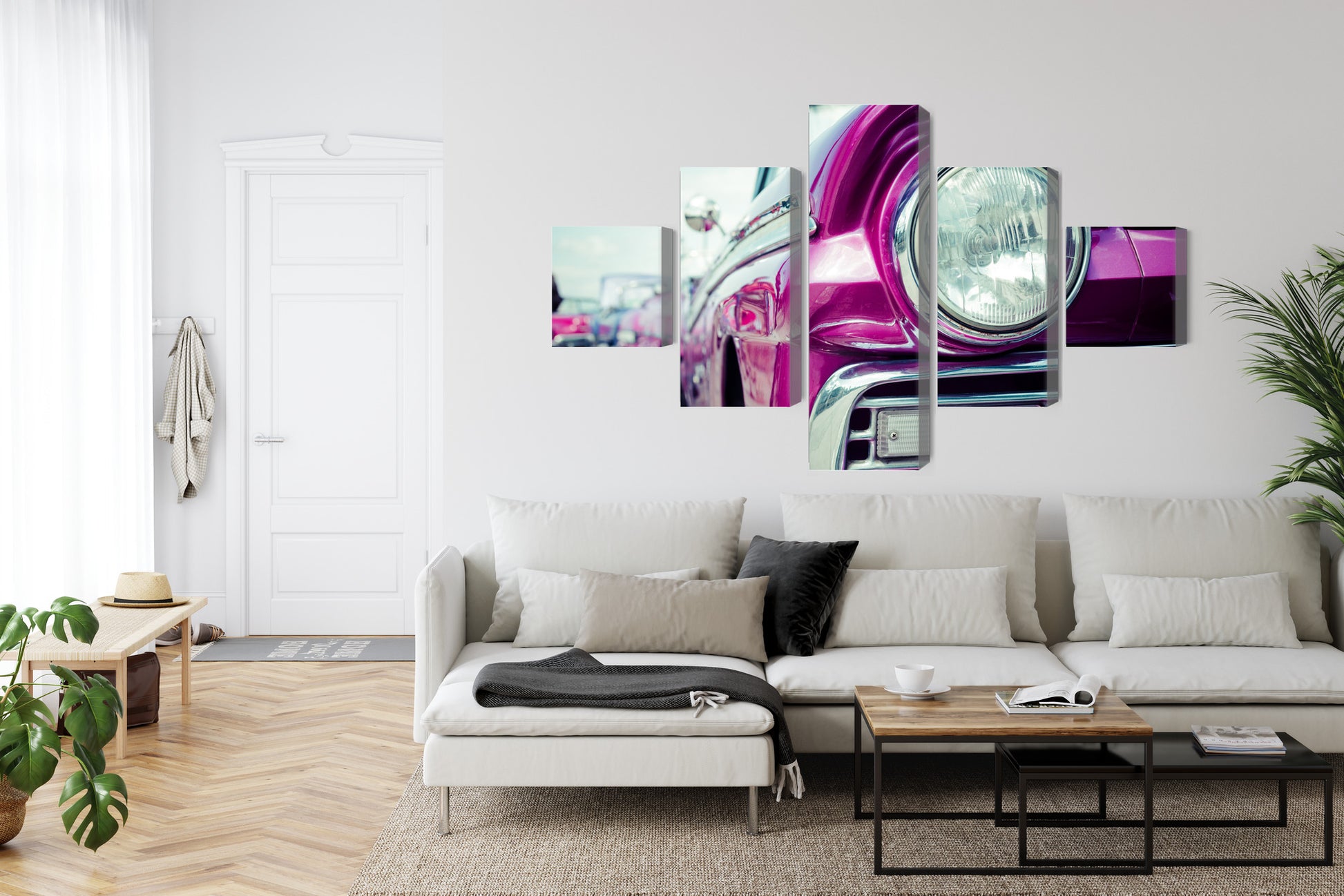 Obraz Wieloczęściowy Reflektor Retro Samochodu z Kuby – industrialny klimat do wnętrz loftowych, vintage i męskich – widok 5