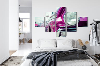 Obraz Wieloczęściowy Reflektor Retro Samochodu z Kuby – industrialny klimat do wnętrz loftowych, vintage i męskich – widok 6