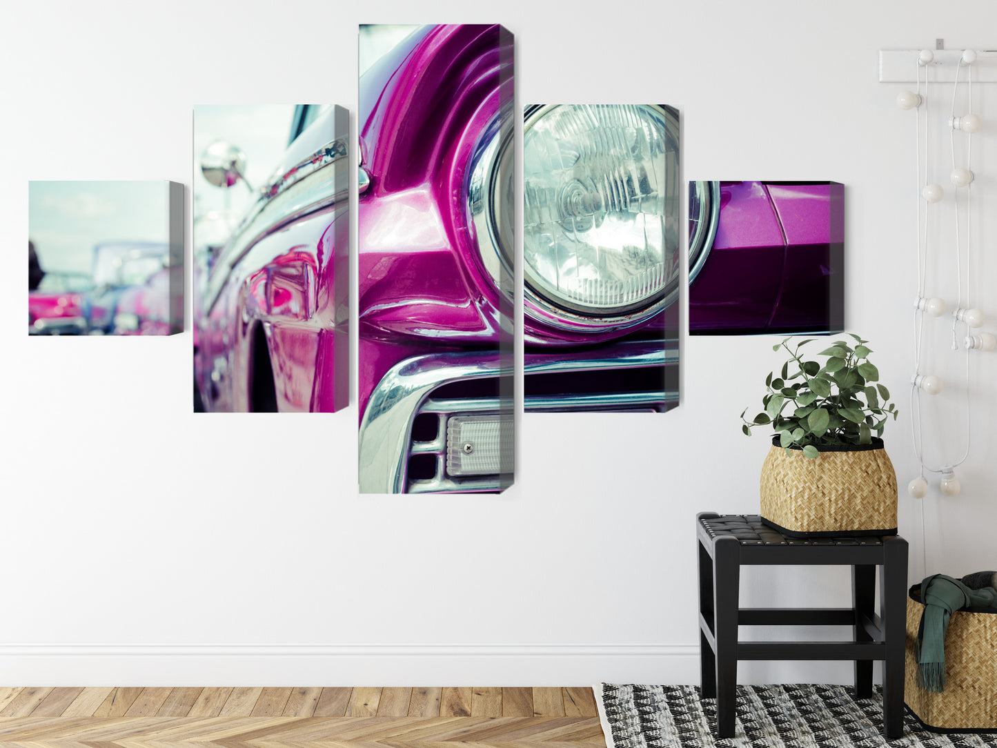 Obraz Wieloczęściowy Reflektor Retro Samochodu z Kuby – industrialny klimat do wnętrz loftowych, vintage i męskich – widok 7