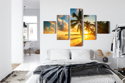 Obraz Wieloczęściowy Tropikalna Plaża – egzotyczny relaks do wnętrz boho, coastal i nowoczesnych – widok 6
