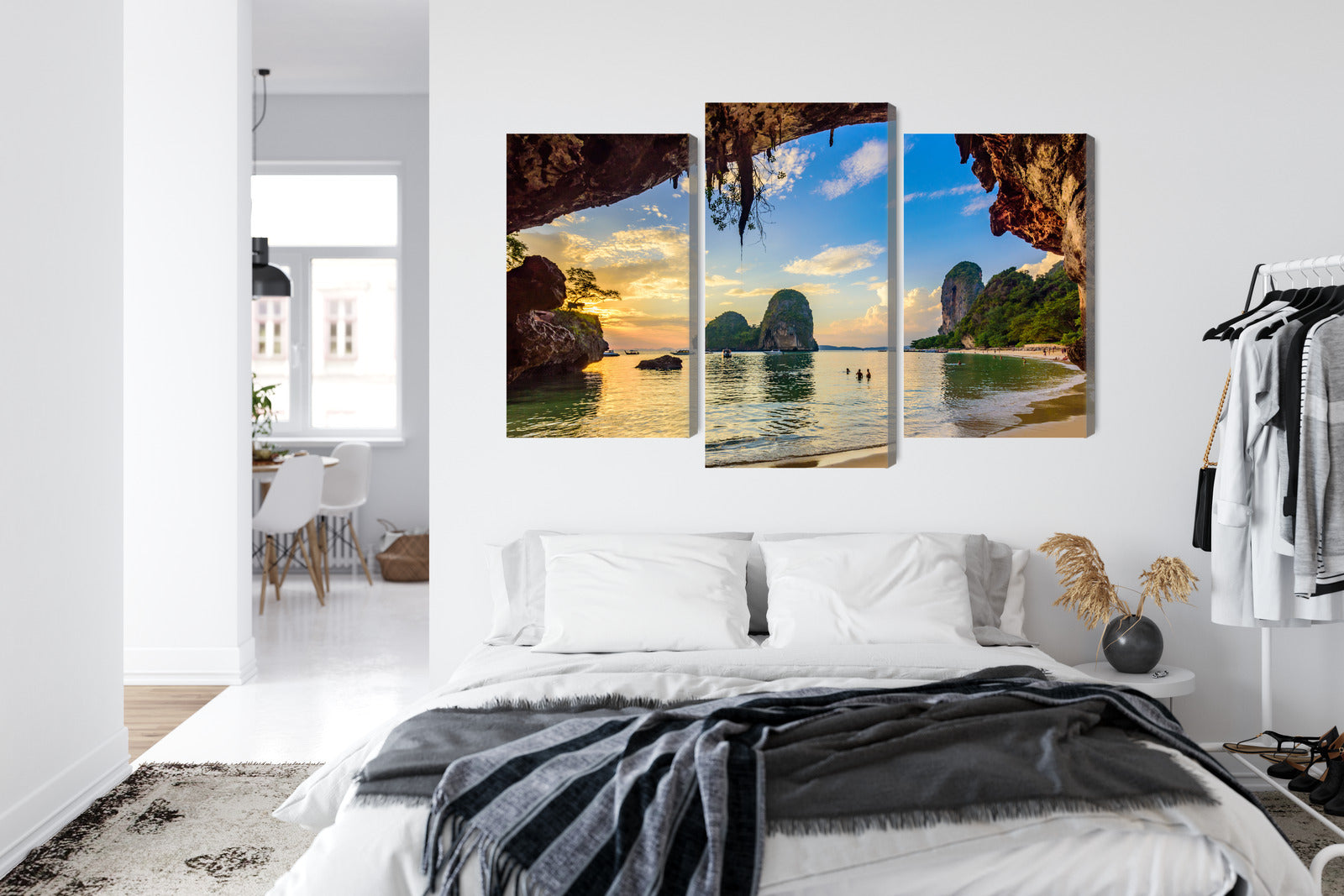 Obraz Wieloczęściowy Egzotyczny Zachód Słońca – rajska panorama do wnętrz boho i nowoczesnych – widok 6