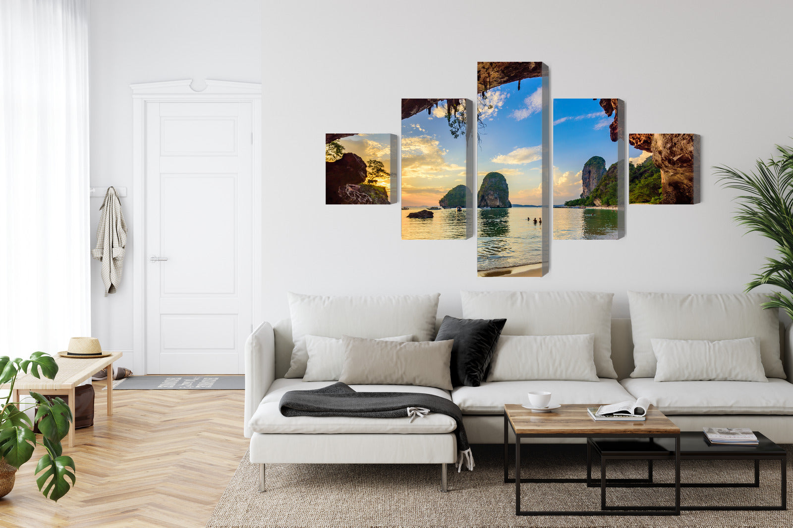 Obraz Wieloczęściowy Zachód Słońca w Tajlandii – egzotyczna panorama do wnętrz Boho, Kolonialnych i Nowoczesnych – widok 5