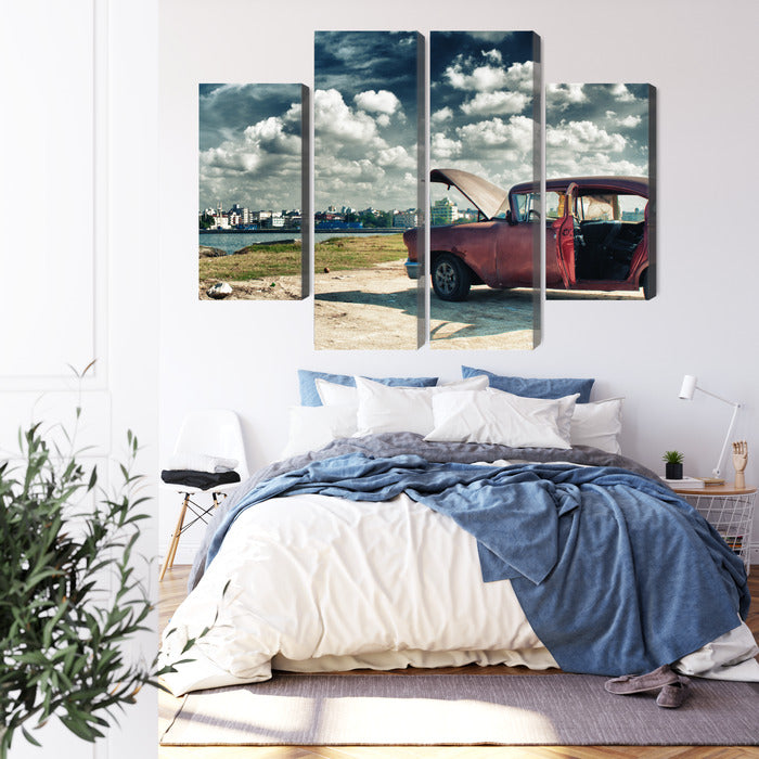 Obraz Wieloczęściowy Hawana Malecon – egzotyczna panorama do wnętrz kolonialnych, boho i vintage – widok 2