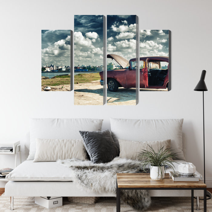 Obraz Wieloczęściowy Hawana Malecon – egzotyczna panorama do wnętrz kolonialnych, boho i vintage – widok 3
