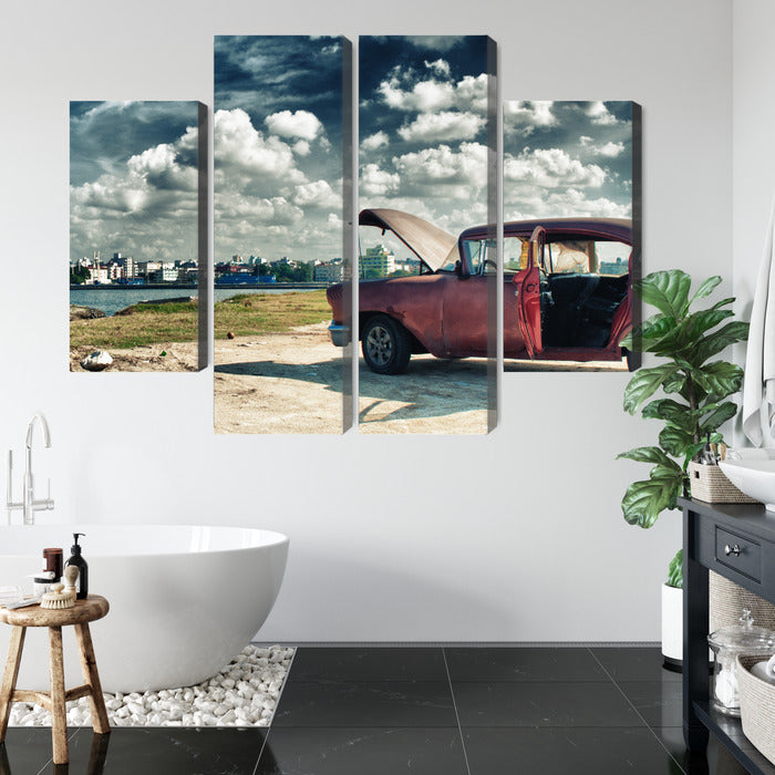 Obraz Wieloczęściowy Hawana Malecon – egzotyczna panorama do wnętrz kolonialnych, boho i vintage – widok 4