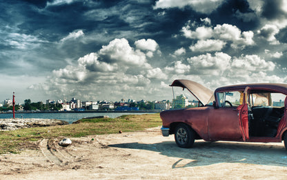 Obraz Wieloczęściowy Hawana Malecon – egzotyczna panorama do wnętrz boho, kolonialnych i loftowych 240x150