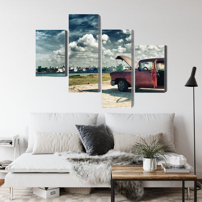 Obraz Wieloczęściowy Hawana Malecon – egzotyczna panorama do wnętrz boho, kolonialnych i loftowych – widok 3