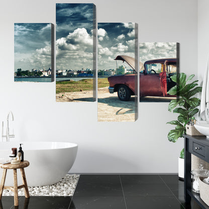 Obraz Wieloczęściowy Hawana Malecon – egzotyczna panorama do wnętrz boho, kolonialnych i loftowych – widok 4