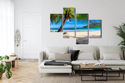 Obraz Wieloczęściowy Tropikalna Plaża – Egzotyczny Relaks do wnętrz Boho, Coastal i Nowoczesnych – widok 5