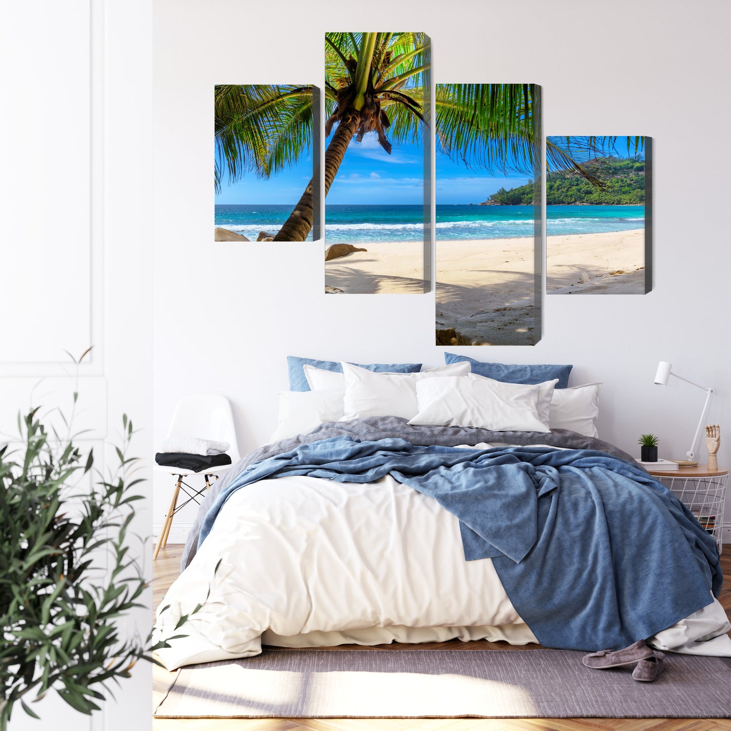 Obraz Wieloczęściowy Tropikalna Plaża – Egzotyczny Relaks do wnętrz Boho, Coastal i Nowoczesnych – widok 2