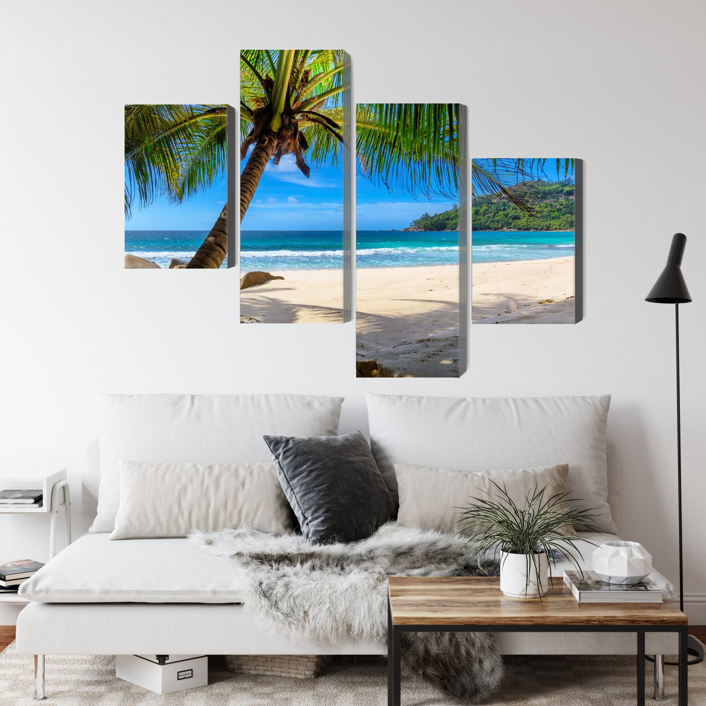 Obraz Wieloczęściowy Tropikalna Plaża – Egzotyczny Relaks do wnętrz Boho, Coastal i Nowoczesnych – widok 3