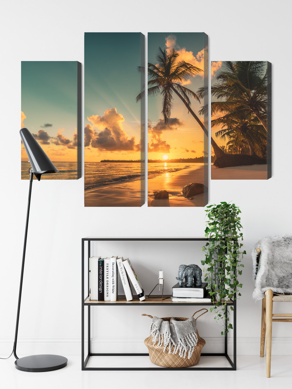 Obraz Wieloczęściowy Zachód Słońca na Plaży – egzotyczny spokój do wnętrz boho, nowoczesnych i coastal – widok 8