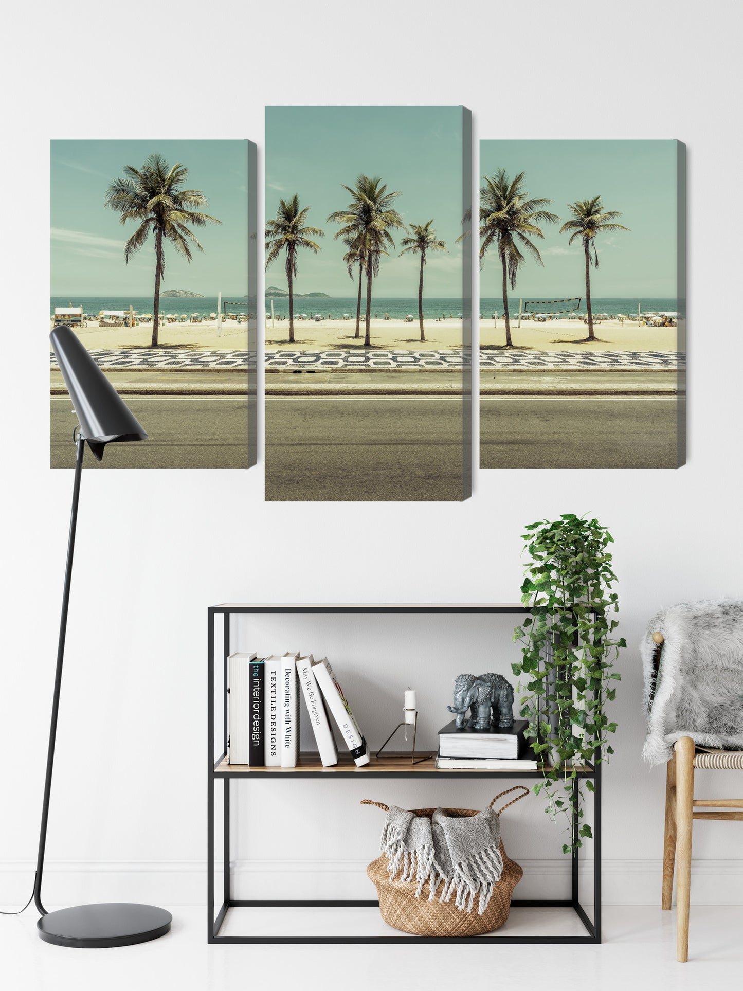 Obraz Wieloczęściowy Palmy Ipanema – egzotyczna panorama do wnętrz boho, eklektycznych, coastal – widok 8