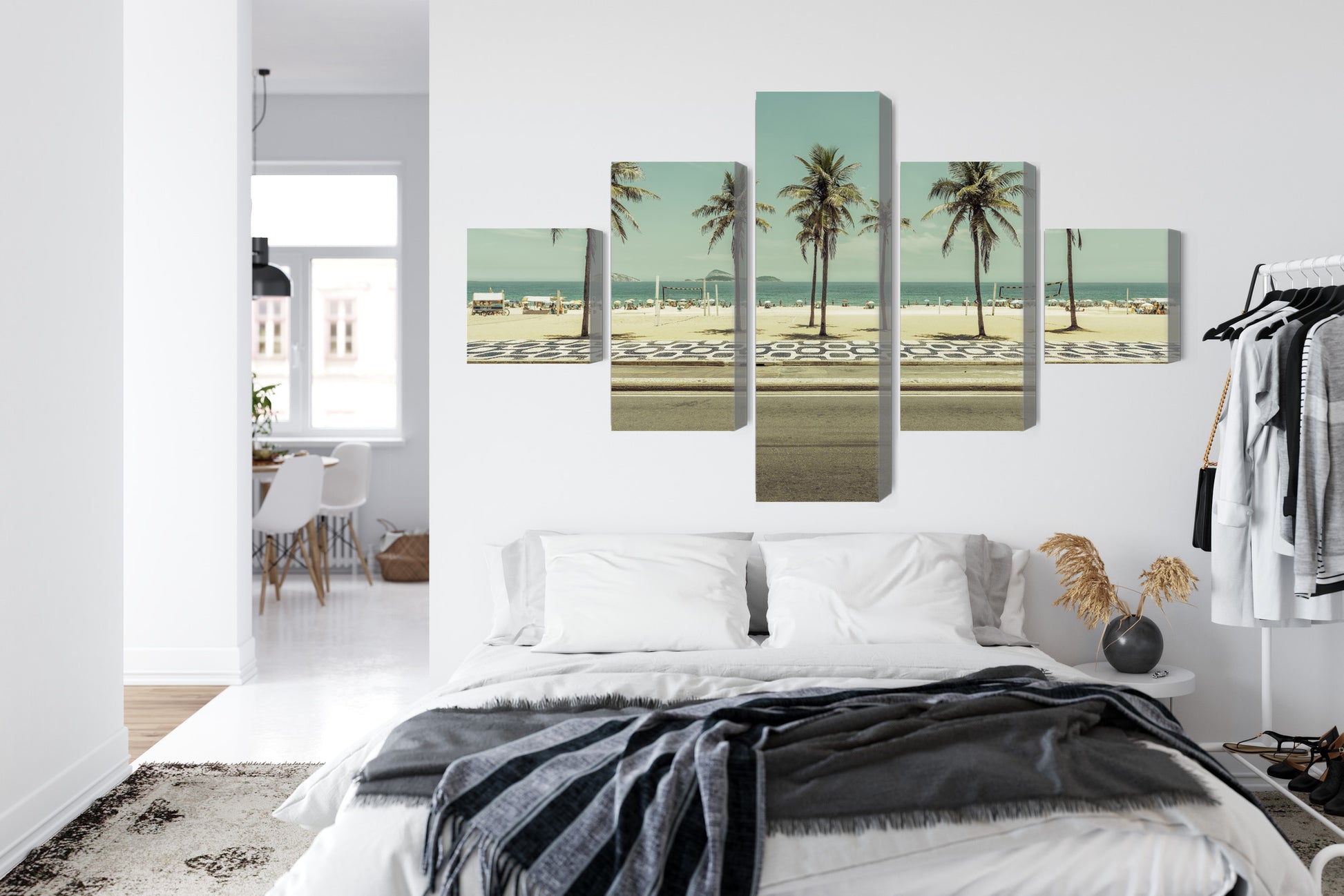 Obraz Wieloczęściowy Palmy na Plaży Ipanema – egzotyczna panorama do wnętrz boho, Hampton i nowoczesnych – widok 6