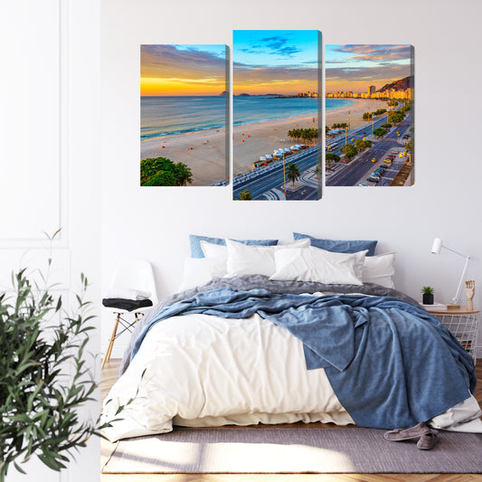 Obraz Wieloczęściowy Wschód Słońca Copacabana – inspirująca panorama do wnętrz nowoczesnych, eklektycznych i coastal – widok 2