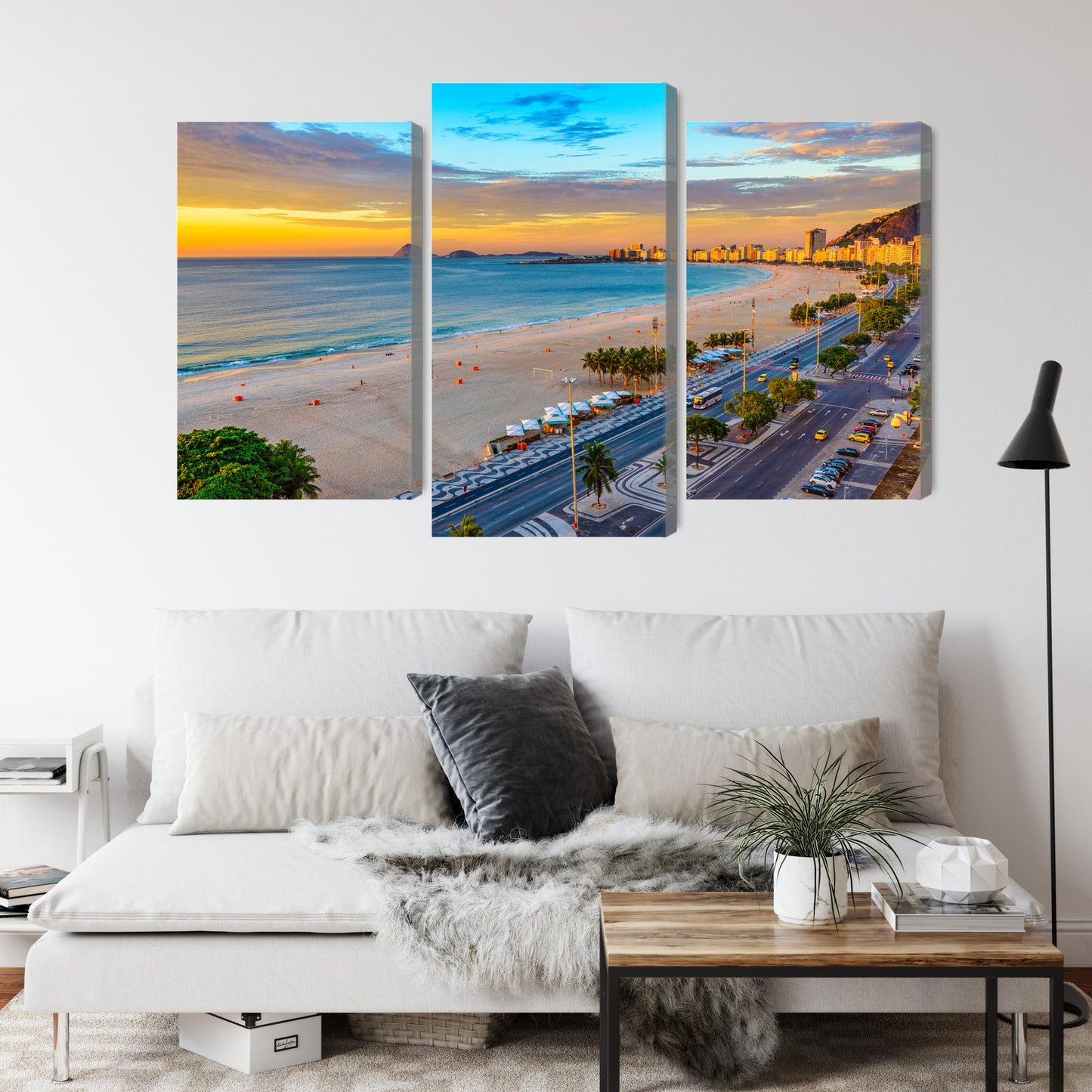 Obraz Wieloczęściowy Wschód Słońca Copacabana – inspirująca panorama do wnętrz nowoczesnych, eklektycznych i coastal – widok 3
