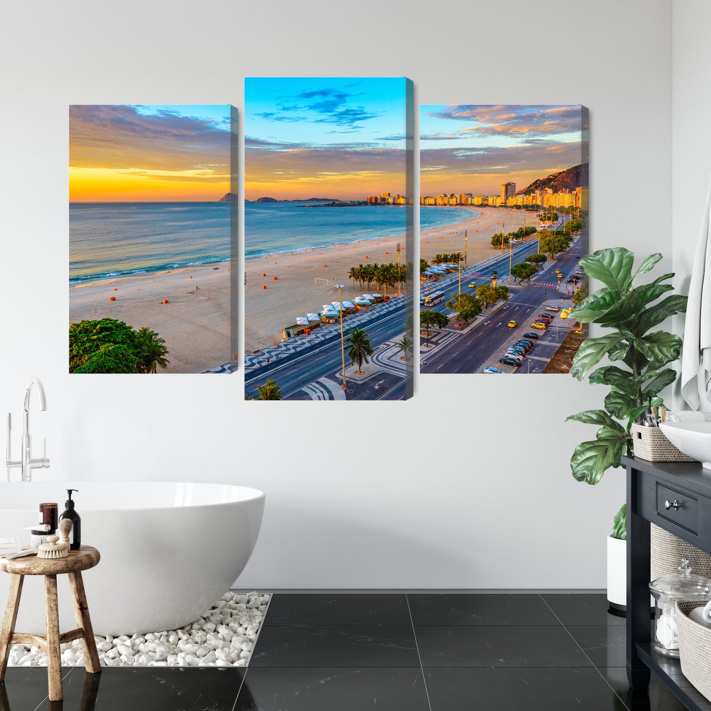 Obraz Wieloczęściowy Wschód Słońca Copacabana – inspirująca panorama do wnętrz nowoczesnych, eklektycznych i coastal – widok 4