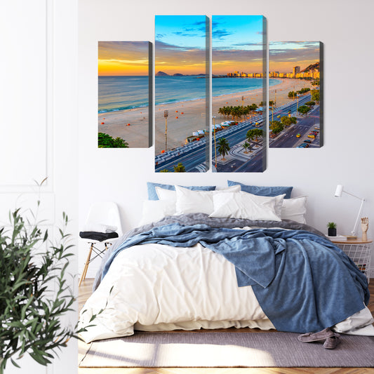 Obraz Wieloczęściowy Wschód Słońca Copacabana – egzotyczna panorama do wnętrz nowoczesnych, podróżniczych i boho. – widok 2