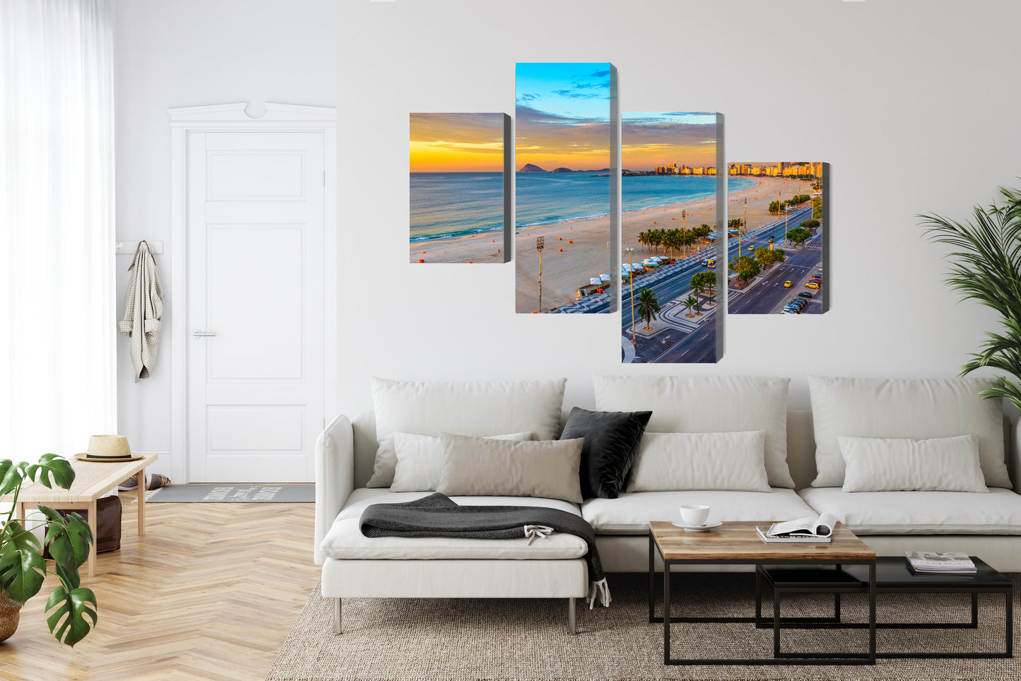 Obraz Wieloczęściowy Plaża Copacabana O Wschodzie Słońca – egzotyczna panorama do wnętrz nowoczesnych, boho i coastal – widok 5