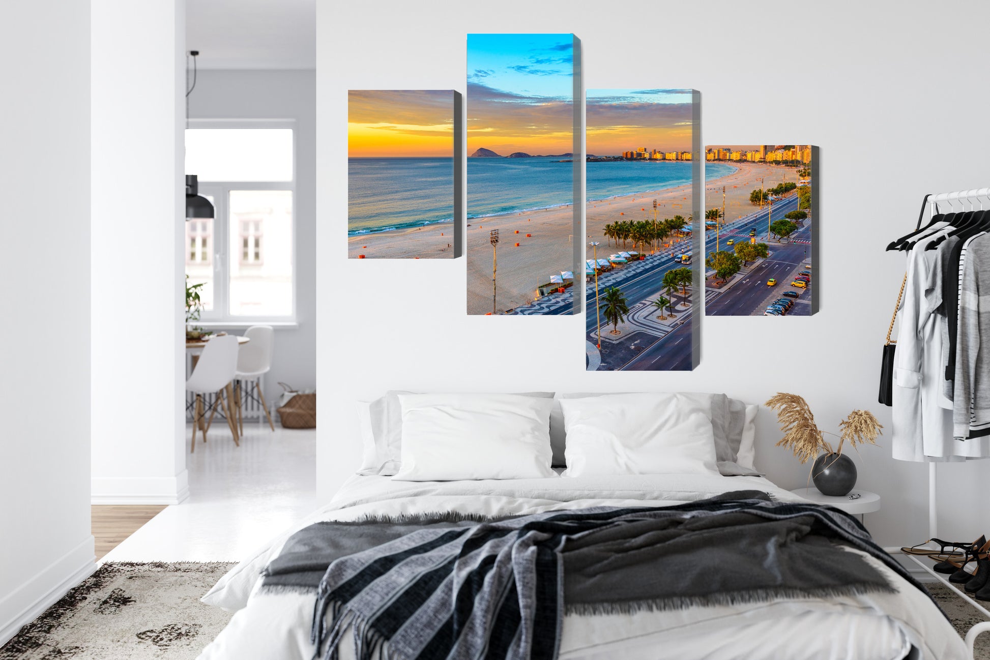 Obraz Wieloczęściowy Plaża Copacabana O Wschodzie Słońca – egzotyczna panorama do wnętrz nowoczesnych, boho i coastal – widok 6