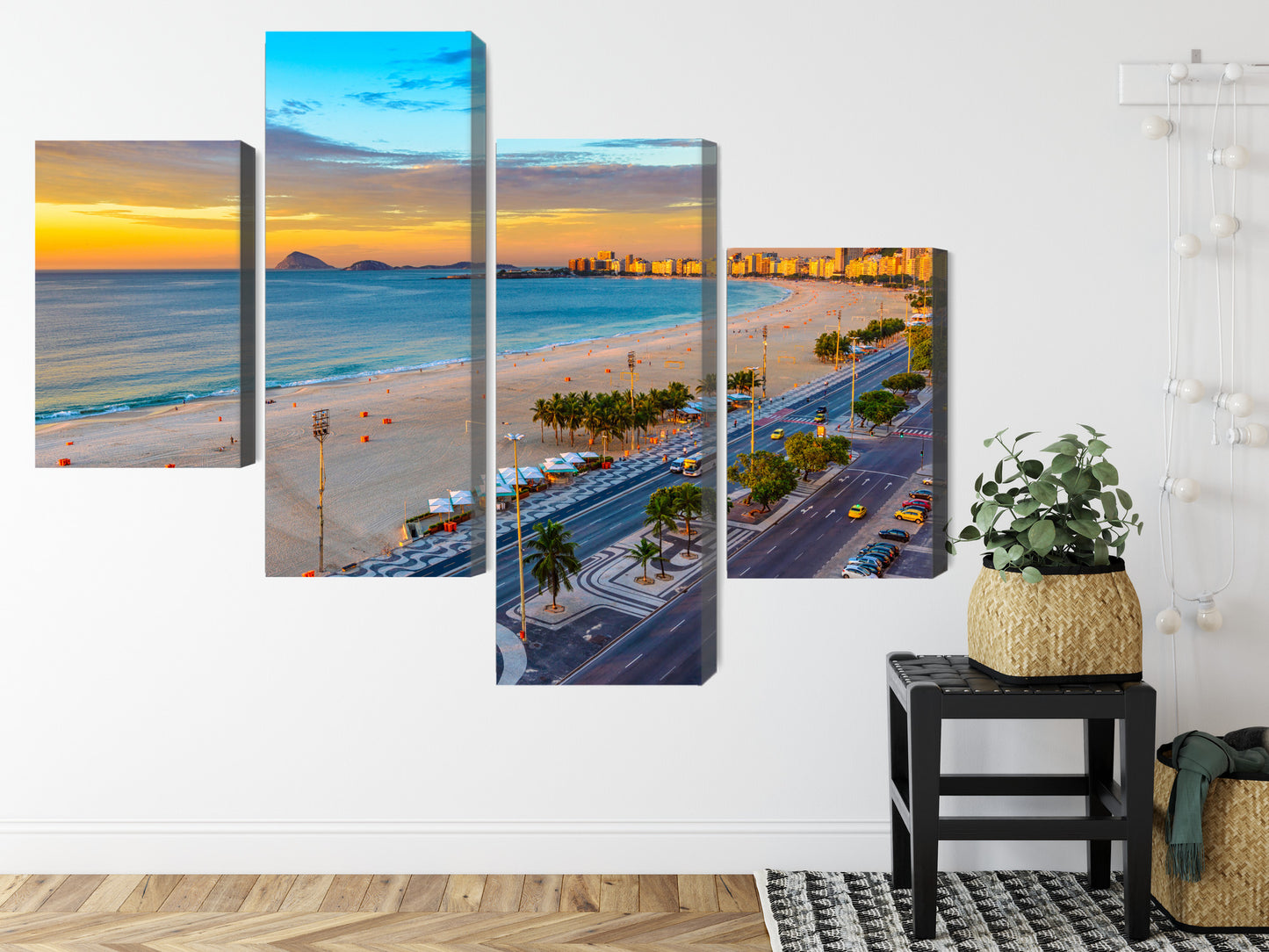 Obraz Wieloczęściowy Plaża Copacabana O Wschodzie Słońca – egzotyczna panorama do wnętrz nowoczesnych, boho i coastal – widok 7