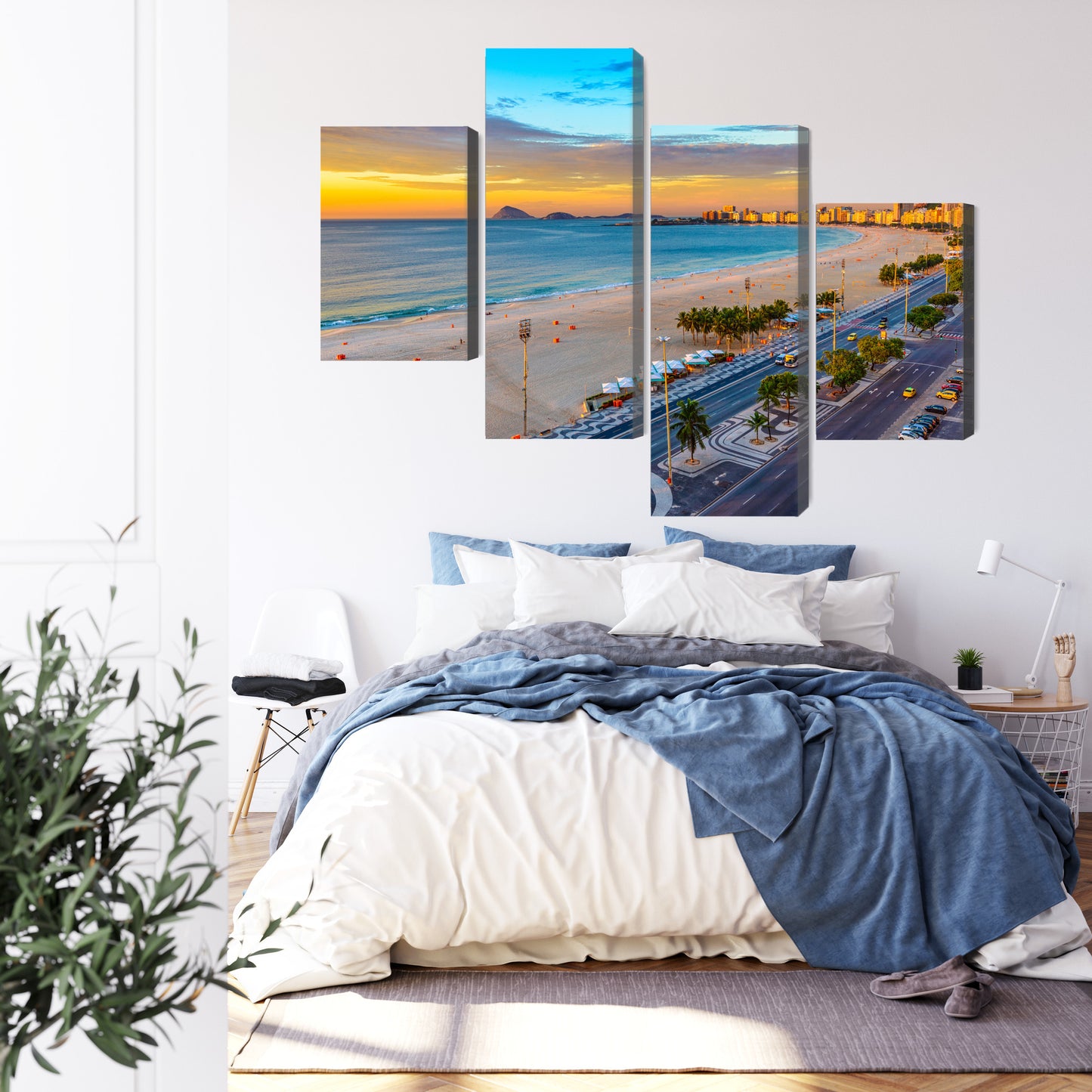 Obraz Wieloczęściowy Plaża Copacabana O Wschodzie Słońca – egzotyczna panorama do wnętrz nowoczesnych, boho i coastal – widok 2