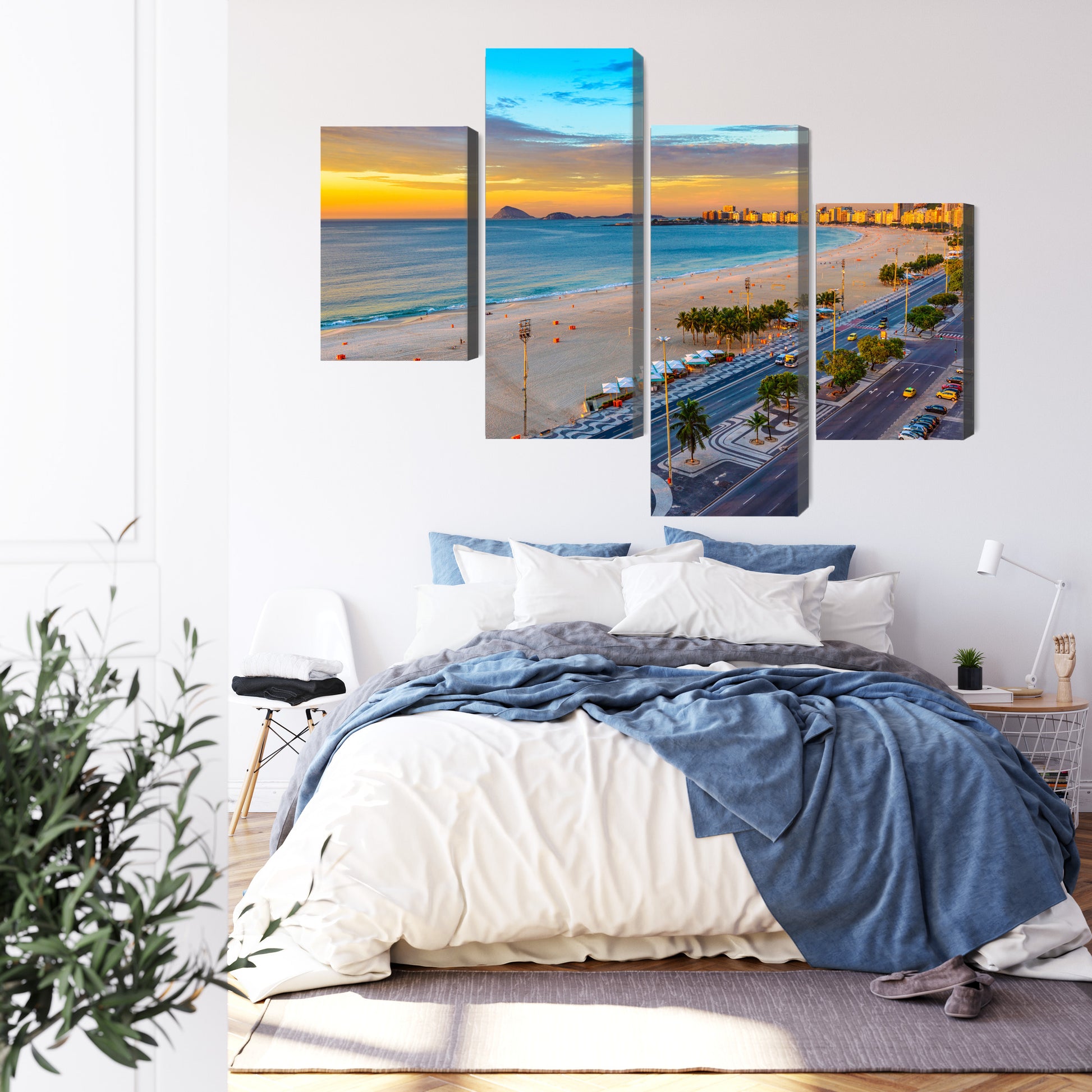 Obraz Wieloczęściowy Plaża Copacabana O Wschodzie Słońca – egzotyczna panorama do wnętrz nowoczesnych, boho i coastal – widok 2