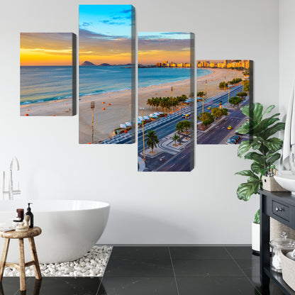 Obraz Wieloczęściowy Plaża Copacabana O Wschodzie Słońca – egzotyczna panorama do wnętrz nowoczesnych, boho i coastal – widok 4