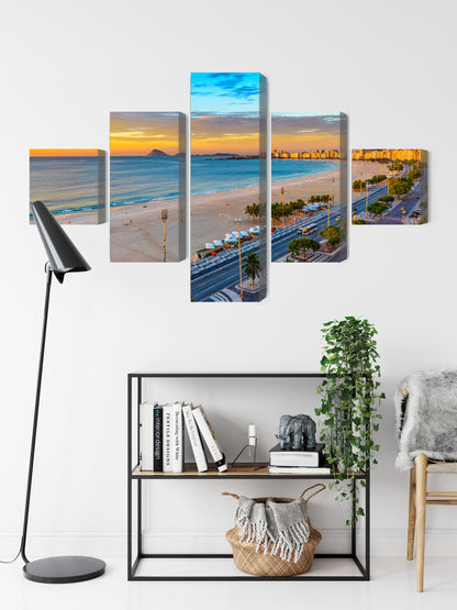 Obraz Wieloczęściowy Plaża Copacabana o Wschodzie – egzotyczna panorama do wnętrz nowoczesnych, boho i glamour – widok 8