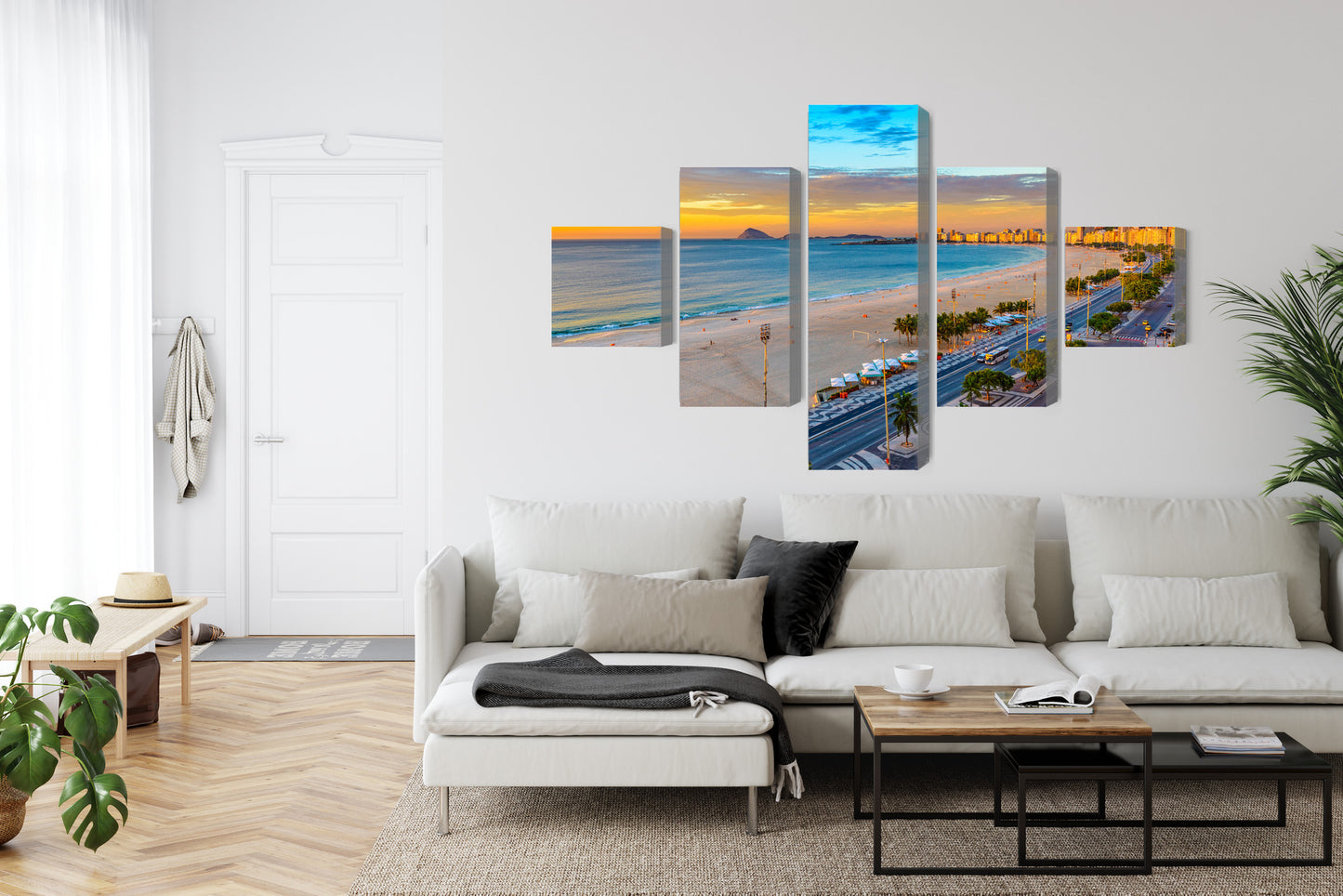Obraz Wieloczęściowy Plaża Copacabana o Wschodzie – egzotyczna panorama do wnętrz nowoczesnych, boho i glamour – widok 5